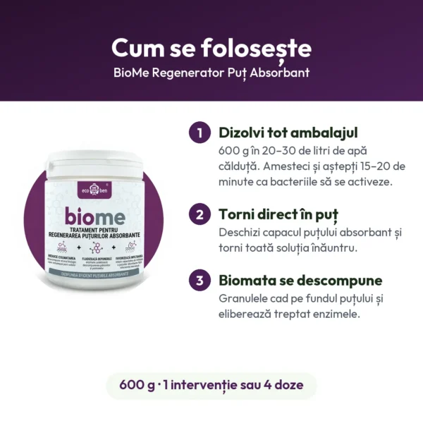 BioMe Regenerator Puț Absorbant – bacterii pentru refacerea puțului absorbant 600 g