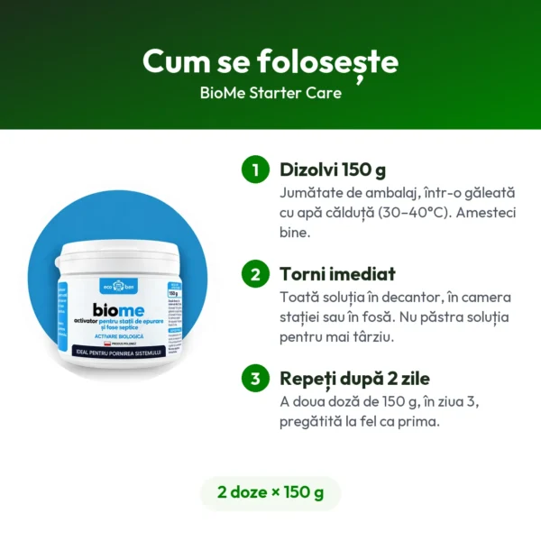BioMe Starter Care – activator pentru stații de epurare și fose septice 300 g
